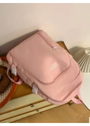 1 Pc Back To School Classic Basic High Capacity School Bag With Laptop Compartment Backpack Purse Solid Color Sports Bag Premium Nylon School Backpack With Adjustable Strap Spacious Multiple Pockets B