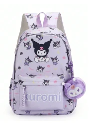 Sanrio 1 حقيبة ظهر، حقيبة مدرسية أنيقة كاواييي، حقيبة ظهر ملونة للبنات، حقيبة نهارية قابلة للطي ذات سعة كبيرة