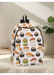 1pc Backpack With Colorful Paw Print Pattern Zipper Closure Pockets Backpack Suitable For Boys And Girls Daily Use For School And Outings