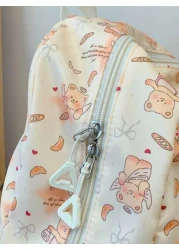 حقيبة ظهر بطبعة دب كلاسيكية، موديل عصري متعدد الاستخدامات، واسعة السعة، قابلة للحمل للسفر، مناسبة لأي مناسبة