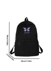 1 حقيبة ظهر للعودة إلى المدرسة، حقيبة بطبعة فراشة طازجة وحلوة، خفيفة الوزن وسعة كبيرة، مناسبة للدراسة اليومية