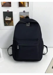 1 Pc Back To School Causal Preppy School Bag Durable Nylon Spacious Multiple Pockets High Capacity With Laptop Compartment Zipper Backpack Purse Solid Color School Backpack Lightweight Bookbags Portab