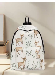 1pc Cute Duck Pattern Pocket Backpack Zipper Closure Pocketed Backpack Stylish For Boys And Girls Suitable For School And Outdoor Activities