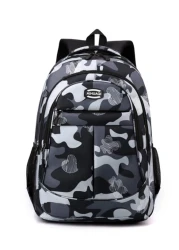 حقيبة ظهر أساسية للأولاد في موسم المدرسة، بتصميم بألوان الكامفلاج. متوفرة بأربعة ألوان: أسود وأزرق وأحمر وأخض