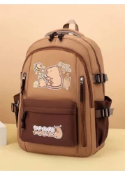 1 Pc Cute Capybara Pattern Color Contrast School Bags For Teens Large Capacity Lively Student Bag With Multi Pockets Fashionable School Bag Practical Handbag Personality Lightweight School Backpack