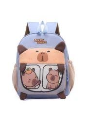 قطعة واحدة من قماش الأكسفورد بسحاب، حقيبة ظهر برسوم كرتونية طريفة لحيوان الكابيبارا، خفيفة الوزن وتحمي العمو