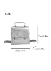 1pc Backpack Pu Flip Top Opening And Closing Fashionable Girl S Backpack 2025 Summer New Simple Versatile Backpack Korean Style Hand Held Backpack Smooth And Comfortable Shoulder Strap With Sufficient