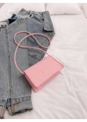 1 Pc Solid Color Crocodile Embossed Mini Crossbody Bag SpringSummer Square Bag Magnetic Flip Purse Perfect For Children Girls Students For Daily Use Outings Shopping