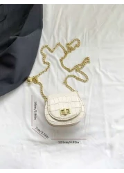 1pc New Cute Girl Niche High End Pu Mini Crossbody Bag And Fashionable New Bag Fresh And Dopamine Color Matching Youthful Girl Style Can Be Carried By Hand Or Across The Body Metal Chain Casual And Fa