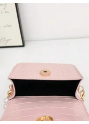 1pc Fashionable Pearl Chain Strap Mini Sling Bag With Bow Design Spring Summer