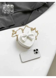 قطعة واحدة حقيبة رسول ذات سلسلة متموجة على شكل قلب صغيرة وجذابة ، إغلاق بسحاب من البولي يوريثان، تصميم نمطي كو