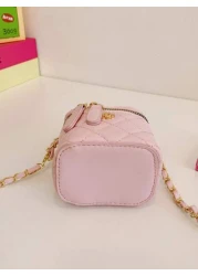 1 Pc New Cute Mini Bow Decorated Diagonal Strapped Bag For Girls Zipper Closure Pu Material Lightweight Perfect For Daily Outings Outdoor Activities Shopping And Festive Gifts