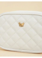 1pc Girls Metal Bowknot Diamond Grid Stitching Simple Versatile Lightweight Shoulder Crossbody Bag