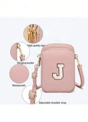 1pc Leisure And Fashion Crossbody Walking Bag With Mobile Phone Cloth Bag Vertical Coin Purse For Girl Travel Back To School Gifts Alphabet Diy Handmade Bag