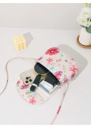 حقيبة كروسبودي ذات طبعة فراشة صغيرة مزينة بقطع معدنية ذات صدفة