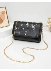 1pc Embroidered Crossbody Bag For Girls Floral Embroidery Shoulder Bag Coin Purse Chain Minimalist Crossbody Bag Suitable For Daily Use Gatherings Gift Giving An Ideal Gift Choice