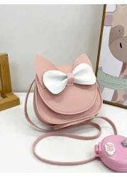 1 Pc Mini Fashion Kitten Young Children Crossbody Bag Square Bag Purse Shoulder Bag Flip Bag Versatile Lightweight Portable Small Buckle Mini For Daily A Coin Purse For Travel Shopping Vacation Kids O