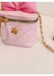 حقيبة كتف شيك متعددة الاستخدامات ذات سلسلة صغيرة بتصميم الفيونكة للبنات