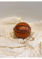 Mini Kids Shoulder Bag Unisex Basketball Patterned Crossbody Bag With Chain Strap Cute And Versatile Bag For Baby Outings