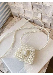 حقيبة خصر زهرية مزينة بالخرز المستدير المزيف