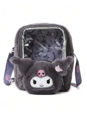 Sanrio Sanrio Hello Kitty Plush Crossbody Bag Exquisite And Versatile Translucent Cute Girly Heart Portable Storage Bag