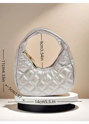 حقيبة يد مطرزة بشكل هلال للأطفال، محفظة صغيرة للبنات بنمط مربعات متفرقة، علبة أحمر الشفاه، حقيبة طرية عصرية،