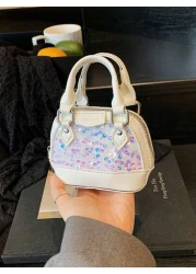 New Mini Sequin Shell Handbag Fashion Mini Tote Bag Shiny Small Crossbody Bag Ultra Small Purse