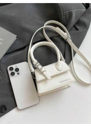 1 Pc New Style Girl s Pu Material Solid Color Letter Handbag Adjustable Shoulder Strap Can Be Shouldered Or Cross Body Magnetic Buckle Closure Fashionable Exquisite And Beautiful Simple And Versatile