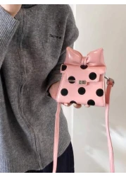 1 قطعة حقيبة شفاه صغيرة أنيقة وجميلة ذات نقوش دائرية فرنسية عصرية ذات حمالة واحدة وحمل متقاطع، مناسبة للفتيات