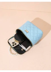 حقيبة يد مزيفة اللؤلؤ ، حقيبة كتف مطرزة متكتّلة ، حقيبة جسم عبر ، ديكور عتاد فراشة ، محفظة نقود ، مناسبة للاستخ