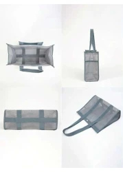 New Fashion Mesh Hollow Out Tote Bag Shoulder Bag Casual Swimwear Bag Travel Toiletry Organizer Bag With Buckle