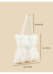 1pc Sweet Lady New Arrival Minimalist Rose Flower Design Handbag Tote Bag For Phone And Coins