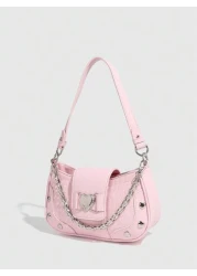 Fashion Y2k Style Women Shoulder Bag With Three Straps Water Resistant Handheld Or Cross Body PU Leather Bag Casual Love Shaped Bag For Various Occasions Including Females Girls Students Young Profess