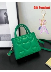 1pc Vintage Heart Quilted Handbag Casual Shoulder Crossbody Bag For Daily Use 1pc Purple Gift Pendant