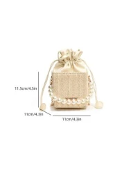Woven Pearl Mini Handbag Fashion Chain Shoulder Crossbody Bag For Girls