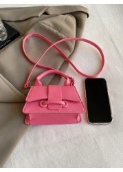 1pc Pu Magnetic Buckle Fashion Solid Color Lychee Pattern Handbag Niche Design Stylish Shoulder Crossbody Bag Suitable For Various Occasions Adjustable Shoulder Strap Is Versatile And Not Fussy Suitab