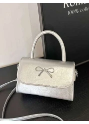 A Mini Casual Versatile Fashionable And Simple Cross Body Bag With A Diamond Shaped Bow Lipstick Suitable For Daily Use Going Out Shopping Dating Coin Purse That Can Be Worn On One Shoulder Or Across