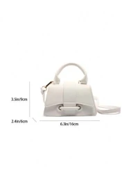 1pc Lychee Pattern Stylish Drawstring Handbag Niche Design Elegant Crossbody Small Square Bag Casual Versatile Large Capacity Internal Space Is Very Spacious Suitable For Daily Use