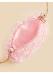 1 قطعة حقيبة يد للبنات مطرزة بالأزهار من الشيفون، رومانسية وحلوة للتنقل، متعددة الاستخدامات للحفلات والسهرات