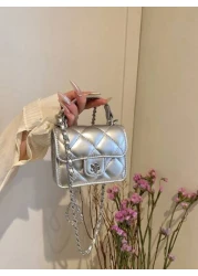 New Fashionable Mini Square Handbag With Embroidered Design