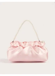 1pc Ruffle Cloud Mobile Phone Coin Purse Floral Pearl Hand Held Clutch Bag