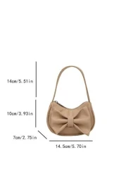1pc Sweet Pu Bow Handbag Shoulder Bag Underarm Casual Fashion Solid Color Small To Meet Basic Storage Needs A Variety Of Colors Available Exquisite Versatile Can Match Any Style Suitable For Daily Tra