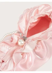 1 حقيبة يد صغيرة من اللؤلؤ مطوية بشكل سحابة، تناسب الهاتف والمفاتيح والعملات، مثالية للسيدات الصغيرات، محفظة