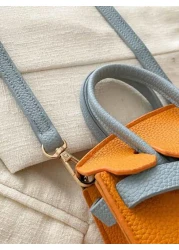 1 Pc New Model Girl s Fashion Retro Color Matching Handbag Pu Material Twist Lock Closure Crossbody Bag Simple And Elegant Casual And Versatile A Must Have For Daily Travel