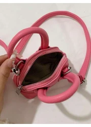 1pc Litchi Pattern Small Shell Children s Candy Color Mini Crossbody Lipstick Bag Crossbody Coin Purse Comfortable Fabric Light And Compact The Internal Space Is Very Open Suitable For Daily Use When