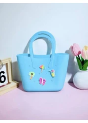 1pc Silicone Hollow Tote Bag For DIY Parent Child Storage Beach Use Suitable For Carrying Phone Messenger Bag Maternity Bag