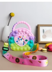 حقيبة يد بشكل قلب، حقيبة كروسبودي من السيليكون، محفظة وحيد القرن - مخفف للتوتر، مقاوم للماء، جيب تخزين قوي - سل