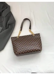 Fashion Metallic Deer Hanging Ornament High Capacity Chain Shoulder Bag Crossbody Bag Handheld Bag Featuring Rhinestone Flower Vintage Floral Pattern Casual Tote Suitable For Office Commuting Outdoors