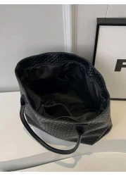 New High Capacity Woven Pattern Handbag Fashionable Shoulder Tote Bag With Niche Design Solid Color Shoulder Bag Suitable For Daily Outings Shopping Work And Commuting Eye Catching Work Bags For Women