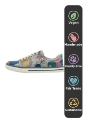 Dogo Women's Vegan Leather Multicolored Sneakers - Abstract Leaves Design